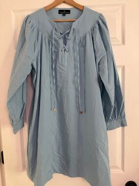 Pomander Place Light Blue Lace-Up Tunic Dress
